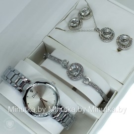 Комплект! Женские наручные часы Christian Dior, браслет, подвеска, серьги CWC964